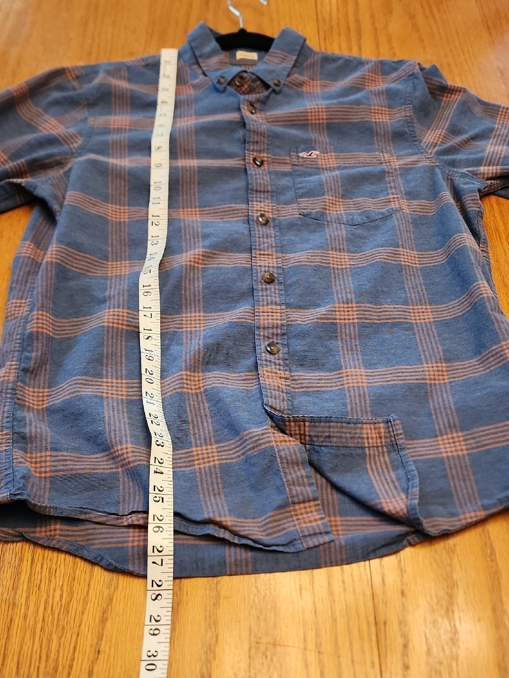 Hollister Blue & Orange Plaid Button-Down Shirt - Picture 8 of 11